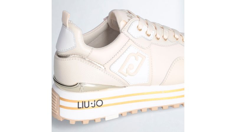 Liu Jo Maxi Wonder 01 beige sneakers with gold details on Arteni