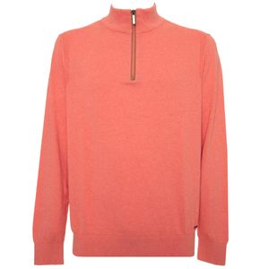 Maglione rosa in cotone con mezza zip
