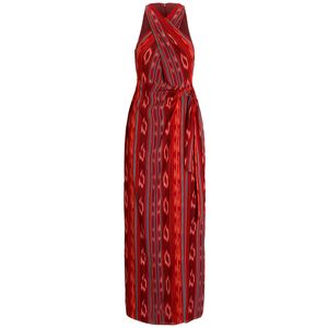 Striped georgette halter dress