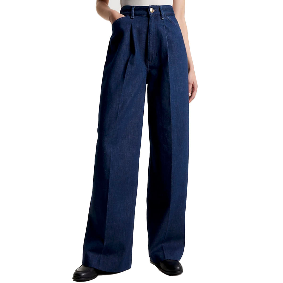 Pantaloni Claire ampi a vita alta, Blu