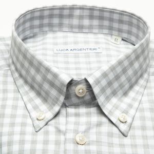 Button-down checked shirt