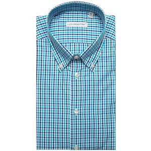 Turquoise checked shirt with pocket
