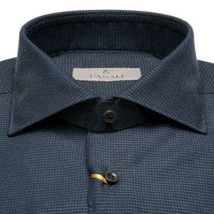 Camicia slim fit blu navy in cotone armaturato