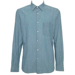 Light blue shirt in cotton denim with pocket