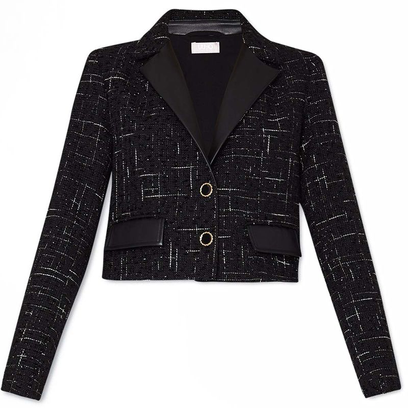 Liu Jo Blazer Donna Monopetto In Cady Bianco - Giacca Con Revers E Tasche, 88% Poliestere 12% Elastan
