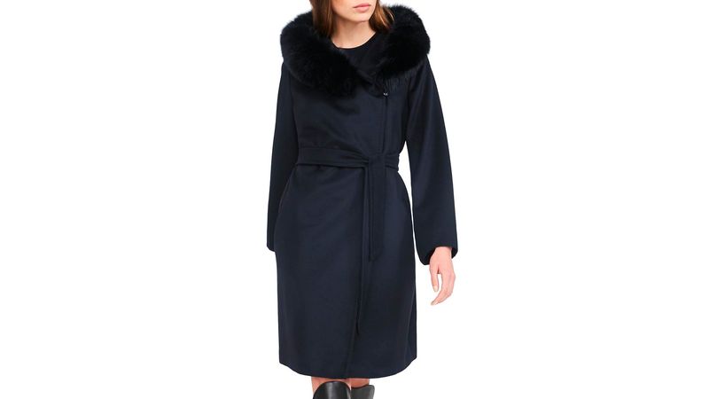 Cappotto donna Max Mara Studio Mango in lana con pelliccia Cammello