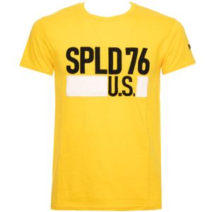 T-Shirt gialla con maxi logo ricamato