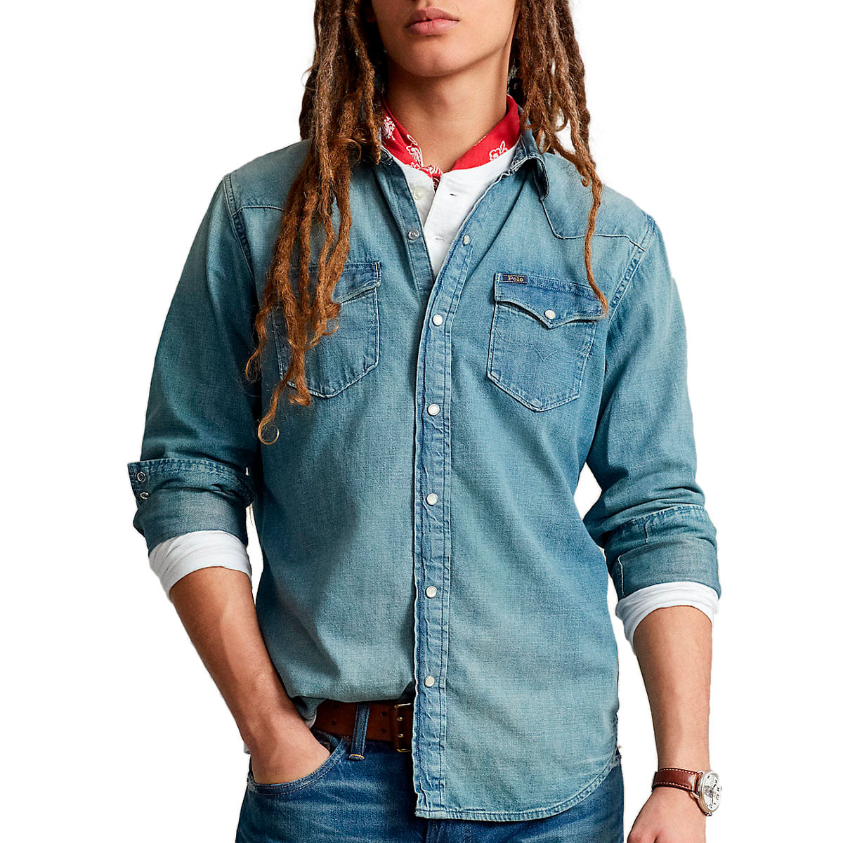 Wrangler - Camicia a coste stile western verde scuro con 1 tasca