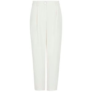 High-waisted white trousers with pleats