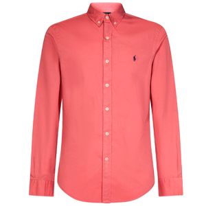 Slim fit pink shirt in twill with pony