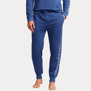 Pantaloni da notte blu in jersey con logo