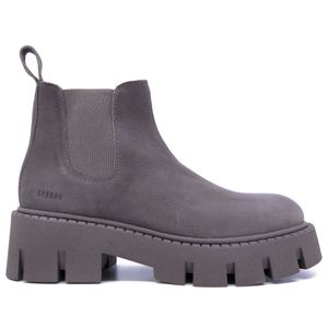 Vintage effect taupe ankle boot with side elastics