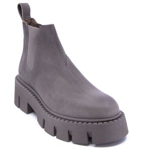 Vintage effect taupe ankle boot with side elastics