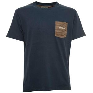 T-Shirt navy con taschino pied de poule