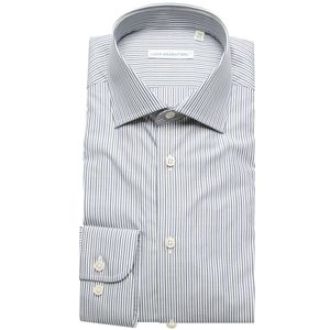 Camicia in cotone a righe bianche blu e verdi