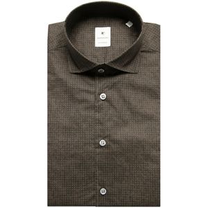 Brown and black checked cotton shirt