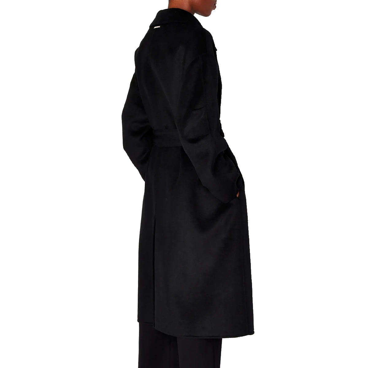 Armani Exchange Black wool blend coat with belt on Arteni.it