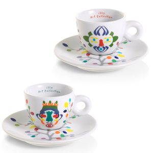 Set of 2 Illy Art Collection Pascale Marthine Tayou espresso cups