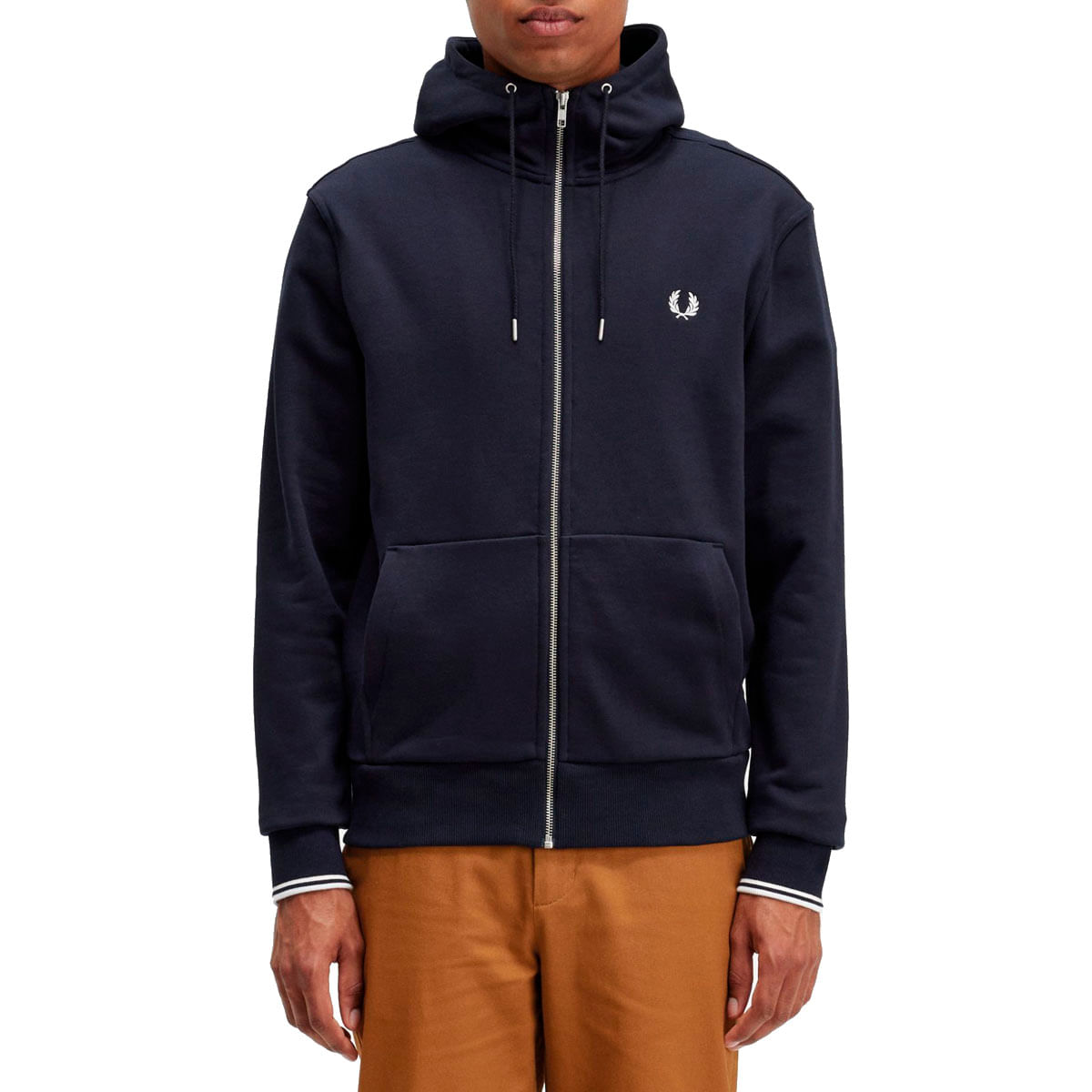 Fred perry hooded zip through sweatshirt sale