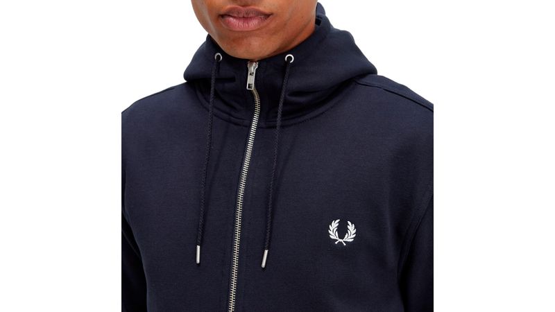 FRED PERRY Navy blue full zip sweatshirt with hood on Arteni
