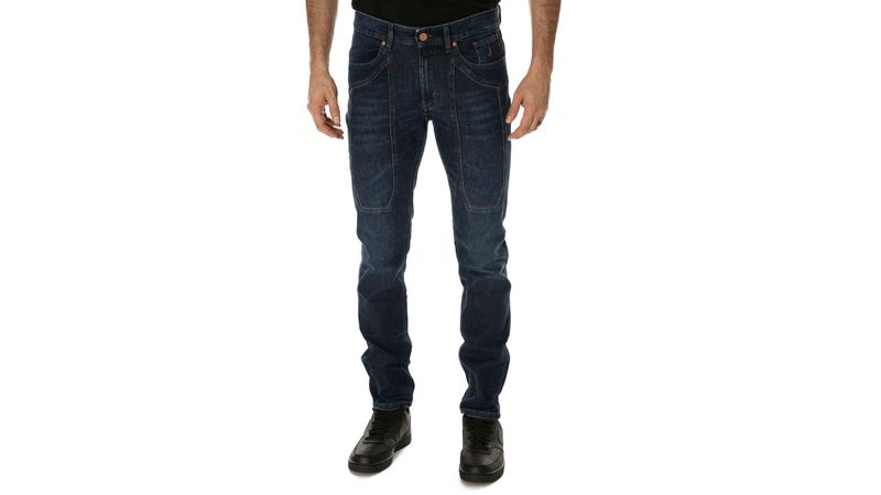 Jeckerson - Jeans scuro slim fit John con toppe su