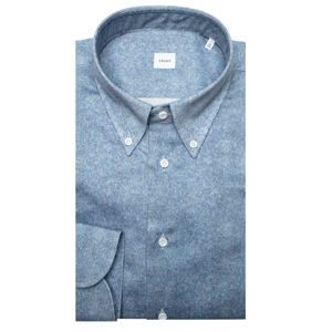 Camicia blu melange in cotone