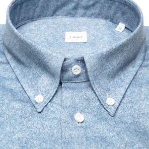 Camicia blu melange in cotone
