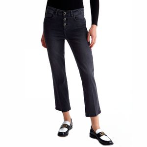 Jeans a vita alta cropped nero