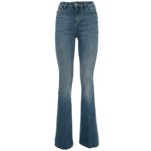 Jeans skinny blu con fascia elastica in vita