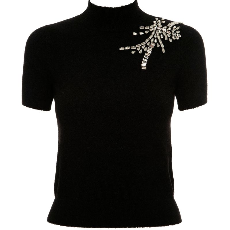 Liu Jo T-shirt scollo a V con strass nero main image 1