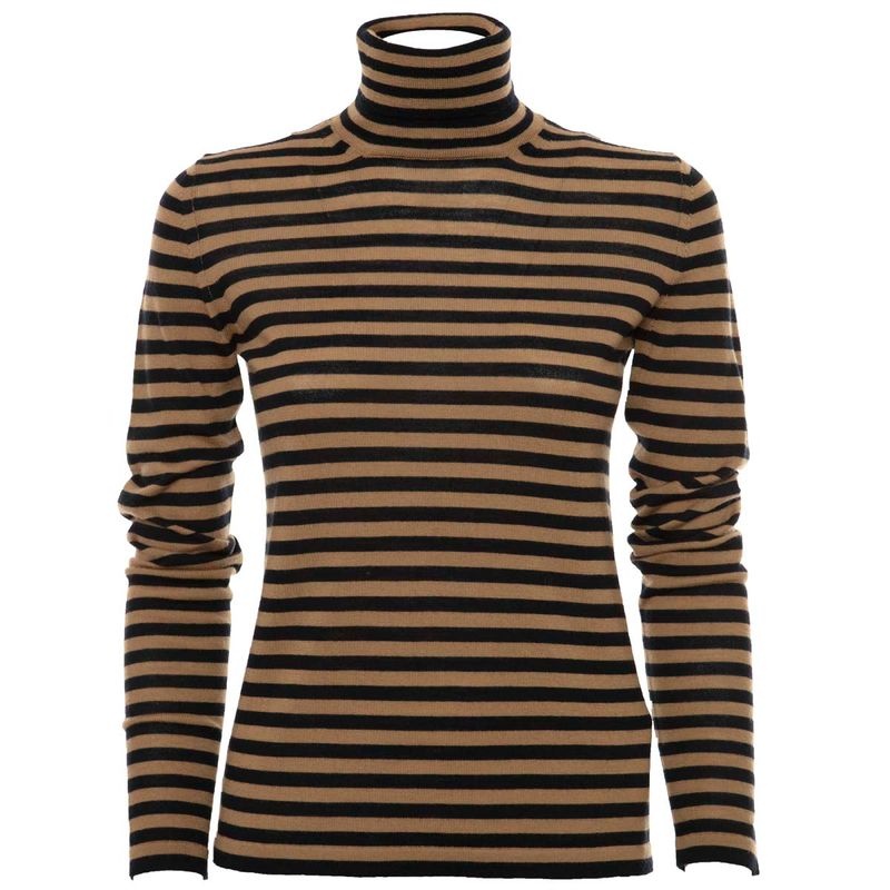 MAX MARA - Lecco wool turtleneck with blue and camel stripes on arteni.it