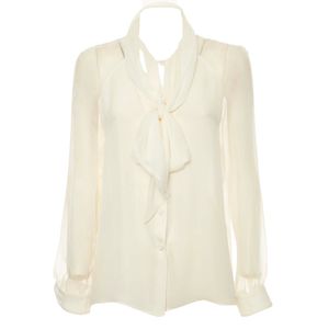 Semi-sheer shirt with sash
