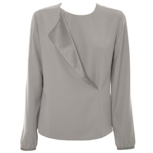 Techno cady blouse with shiny satin lapels