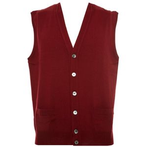 Sleeveless cardigan with wool buttons