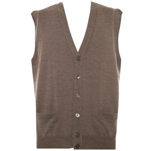 Sleeveless cardigan with wool buttons