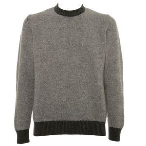 Maglione girocollo spigato in lana merino e cashmere