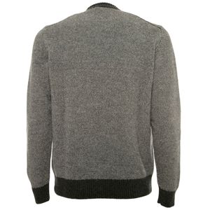 Maglione girocollo spigato in lana merino e cashmere