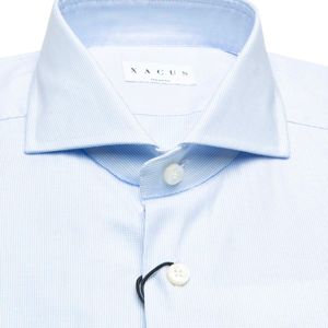 Tailor fit shirt in light blue checked cotton