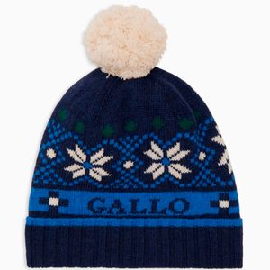 Cuffia natalizia in lana e cashmere con pompon