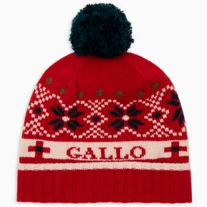 Cuffia natalizia in lana e cashmere con pompon