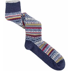 Calze in cashmere e viscosa con disegno a greca norvegese