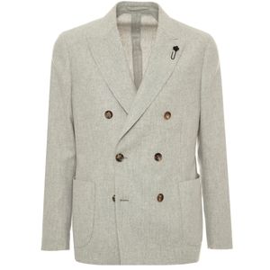 Giacca doppiopetto melange in lana e cashmere