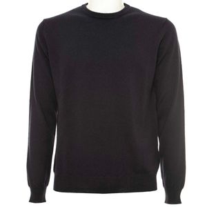 Blue crew-neck sweater in extrafine merino wool