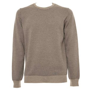 Gray crew-neck sweater with diamond pattern