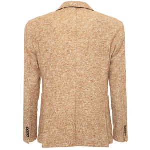 Giacca melange beige in lana e cotone