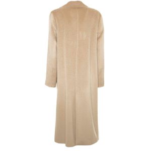 Cappotto lungo beige in alpaca e lana