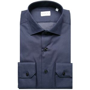 Blue slim fit polka dot shirt