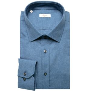 Camicia blu in flanella di cotone