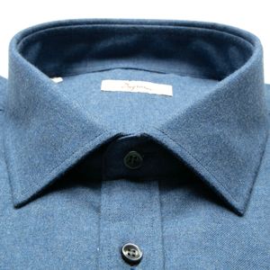 Camicia blu in flanella di cotone