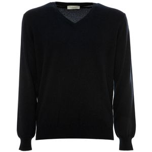 Navy V-neck sweater in pure cashmere